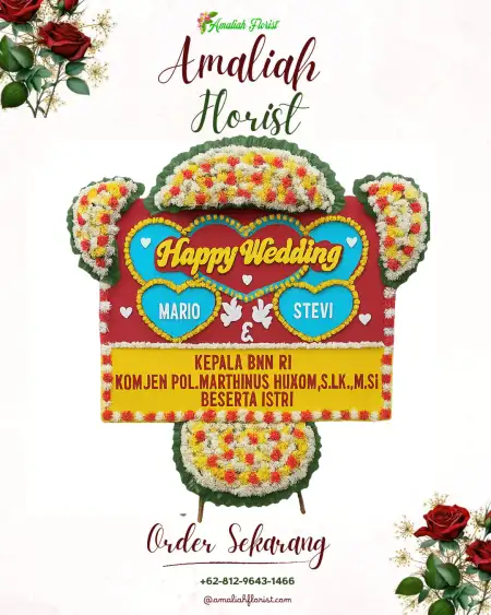 Papan Bunga Pernikahan Airlangga